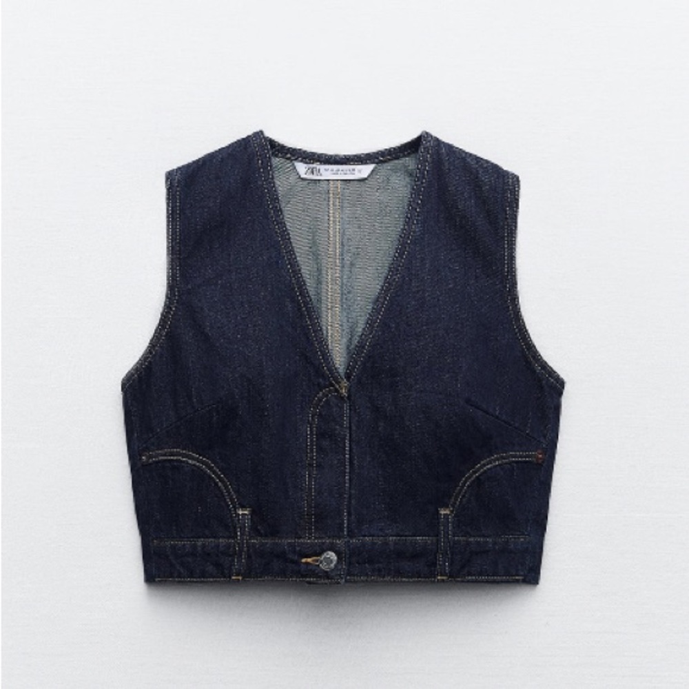NEW! Zara Dark Denim TRF Vest - Picture 2 of 13